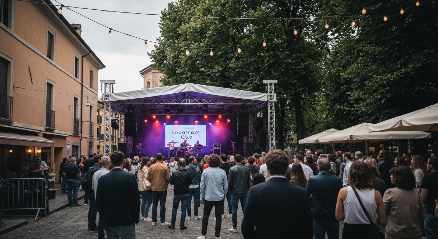 the intimate stage at Locomotiv Club in the Dopolavoro Ferroviario park, with a small crowd standing close under low concert lighting